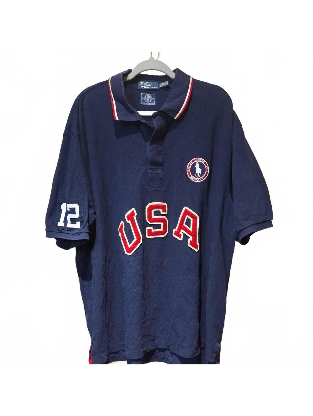 Polo Ralph Lauren USA Olympic Team 2012 Polo Shirt Mens 2XLT Tall Navy Cotton